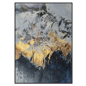 Best Art  Blue Gray Yellow Abstract Gold Foil Oil Painting Canvas Handmade Painting Home Decor Oil Painting Artwork No Frame
