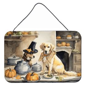 NEW Yellow Lab Fall Kitchen Pumpkins Wall or Door Hanging Prints Aluminum Metal Sign Kitchen Wall Bar Bathroom Plaque Home Decor, 8HX12W, Multicolor